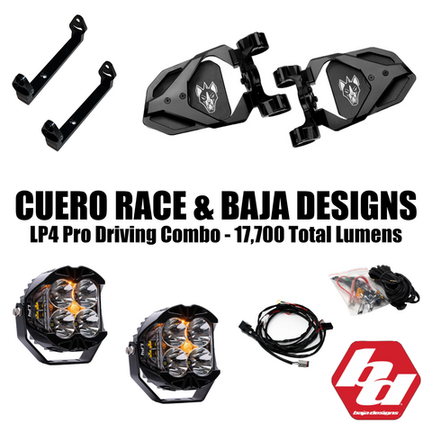 Cuero Race UTV Side Mirror with Baja Designs LP4 Light Combo