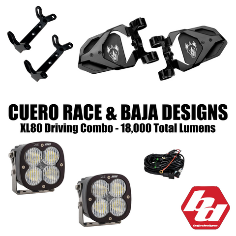 Cuero Race UTV Side Mirror Combo With Baja Designs XL80 Lights
