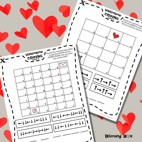 Valentine's Paper Coding Activity for kids