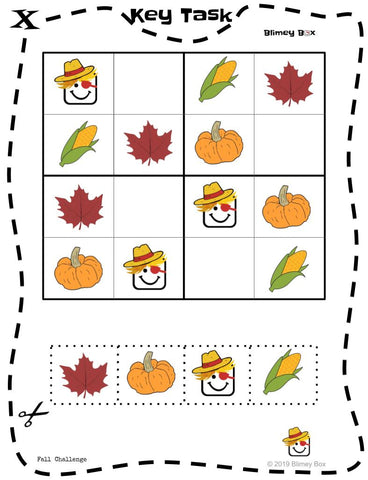 Fall Theme Math and Reading Game Free Printable