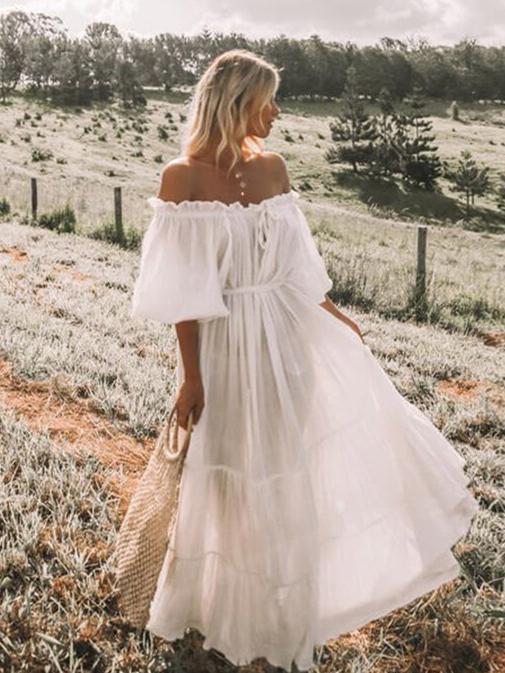 bohemian white maxi dress