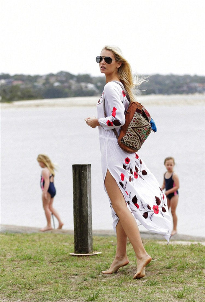 boho style white maxi dress