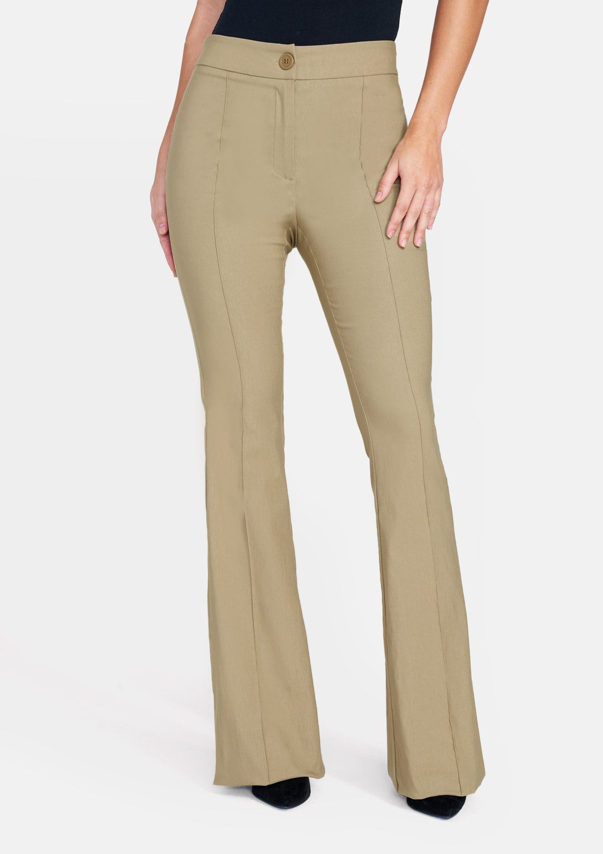 OUREA - High Waist Plain Flared Dress Pants