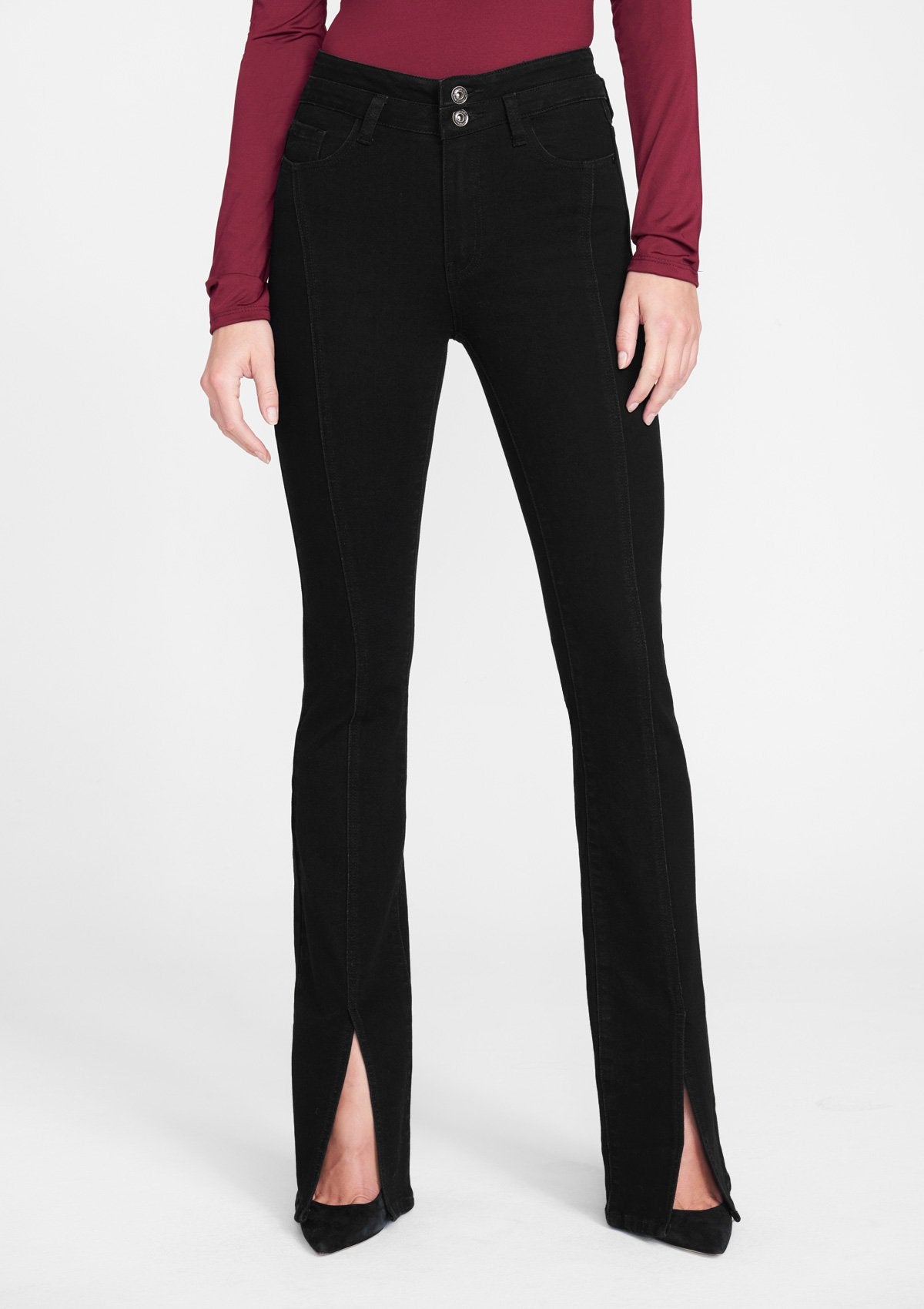 Katrine Black Split Hem Pants – Beginning Boutique US