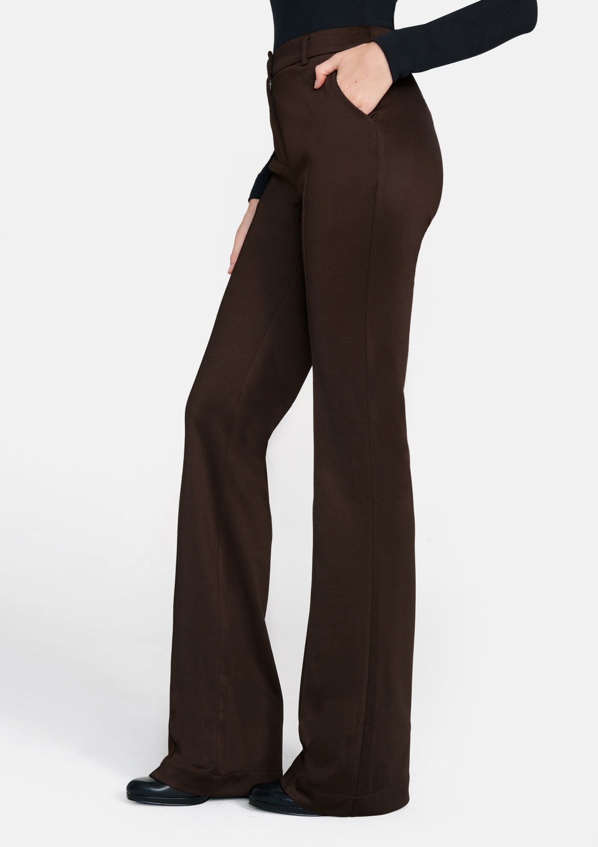 Buy Athlisis Women Black High Waist Tall Flare Pants Online