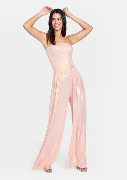 Tall Tall Strapless Flowy Smocked Jumpsuit