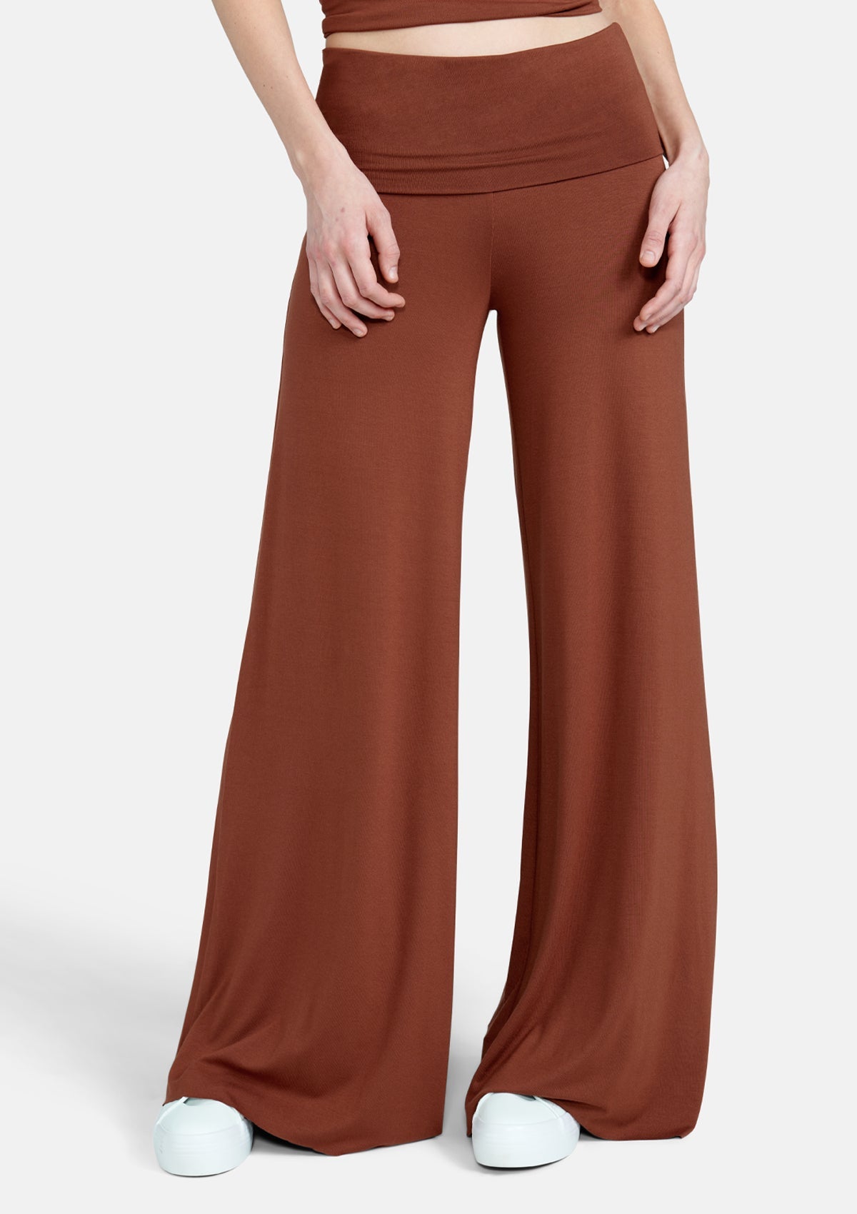 Madder Brown Women's Business Wide Leg Pants Dress Flare Split Hem Sla –  Lookbook Store