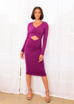 Tall Tall Cutout Ruched Stretchy Long Sleeves Bodycon Dress/Midi Dress