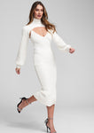 Tall Tall V-neck Turtleneck Knit Slit Jacket Dress/Midi Dress