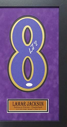 Lamar Jackson Baltimore Ravens Autograph Signed Gold Custom Framed