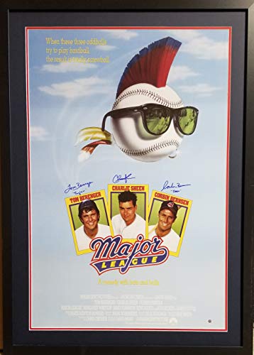 FRAMED Autographed/Signed CHARLIE SHEEN 33x42 Ricky Vaughn Movie Jerse –  Super Sports Center