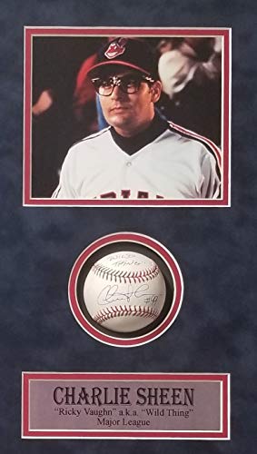 Autographed/Signed Charlie Sheen Wild Thing Ricky Vaughn Major League Movie  Blue Baseball Jersey JSA COA - Hall of Fame Sports Memorabilia