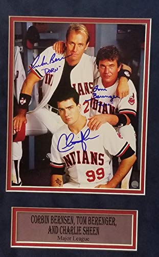 Charlie Sheen Signed Indians 'Major League' Wild Thing Wearing Glasses  Close Up 16x20 Photo