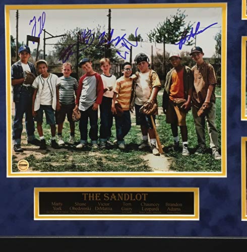 The Sandlot Cast Autographed Framed White Jersey With 4 Signatures MCS Holo  Stock #210142