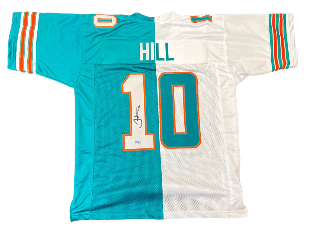 Tyreek Hill Autographed Miami Block Number Custom Football Jersey
