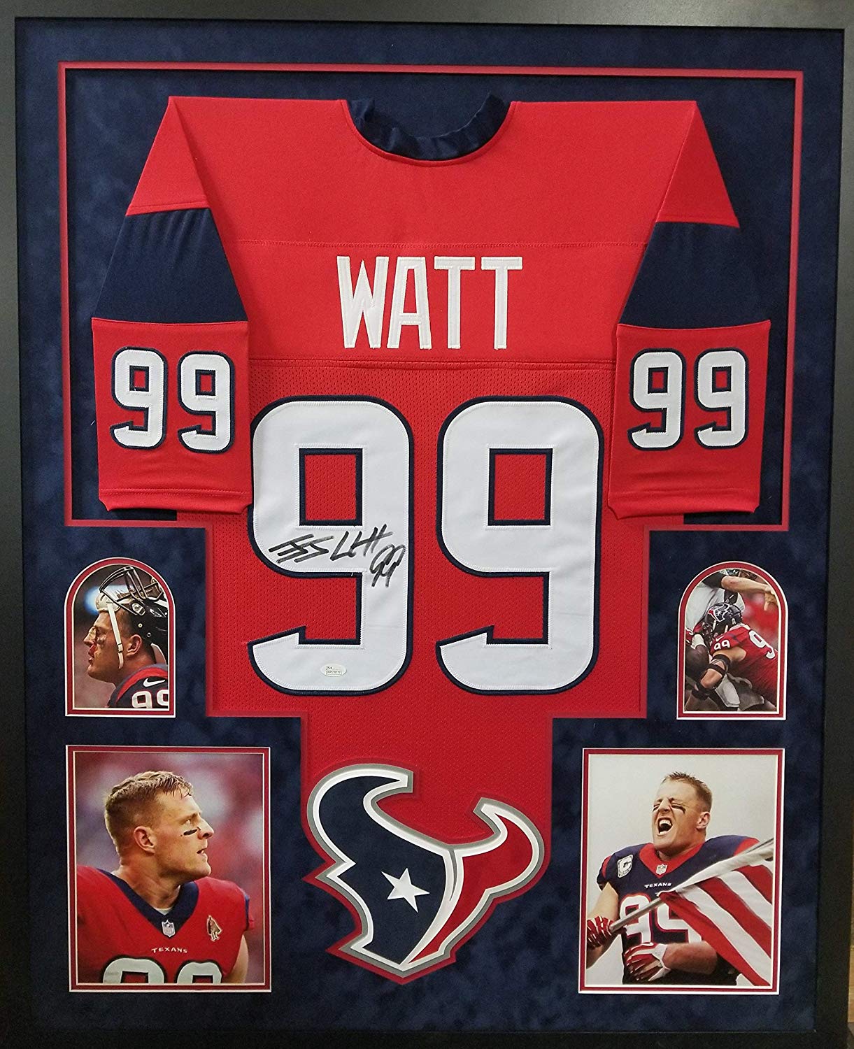 jj watt autographed framed jersey