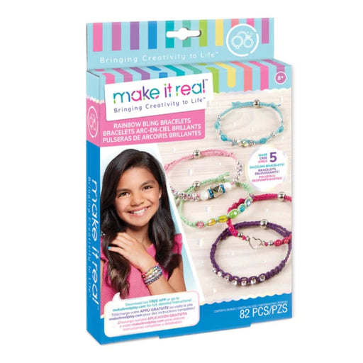 Make It Real - Good Vibes Bracelets Kit - DIY Charm Bracelet Making Kit  with Case - Friendship Bracelet Kit with Beads, Charms & Thread - Arts 