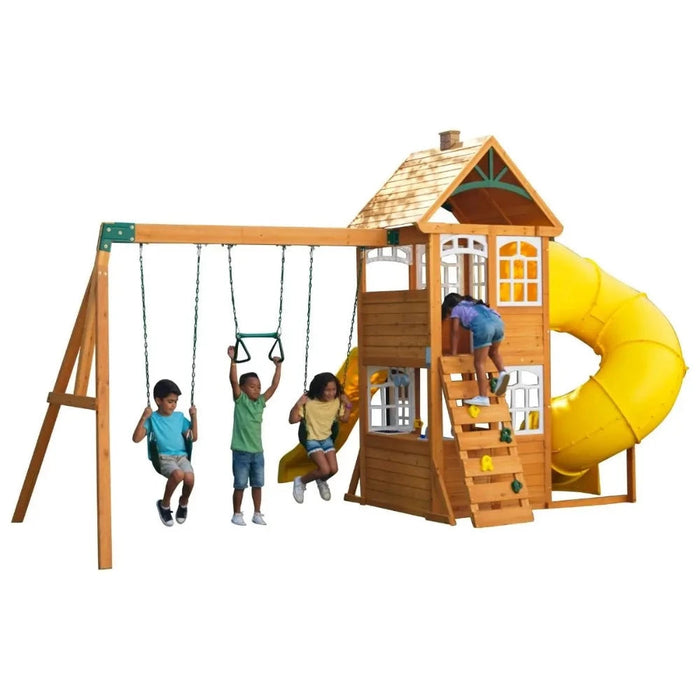 KidKraft Castlewood Wooden Swing Set Playset Toycra   KidKraft Castlewood Wooden Swing Set Playset Outdoor Toys KidKraft Toycra 2 700x700.webp