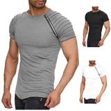 Pleated Sleeve Zip Detail T-Shirt