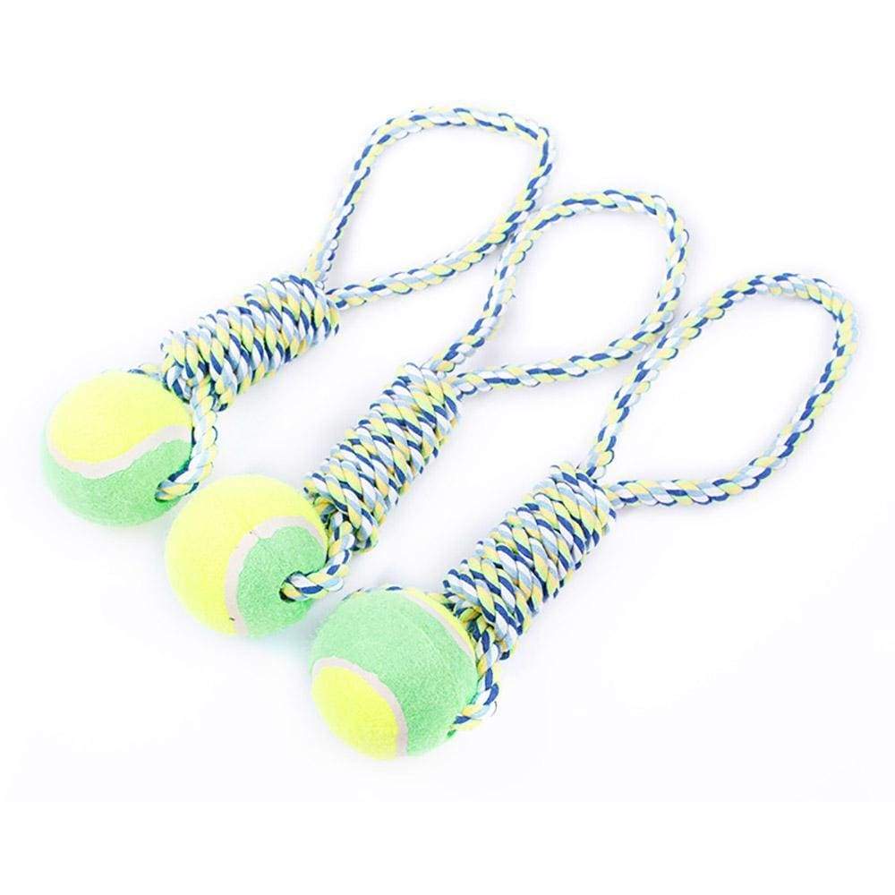 tennis ball on rope dog toy