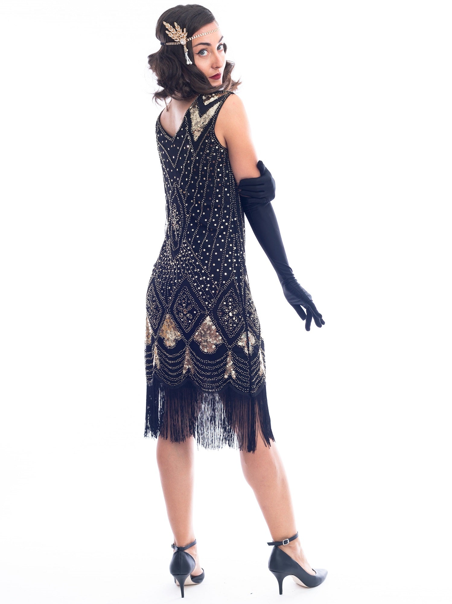 Black & Gold Beaded Lola Gatsby Dress