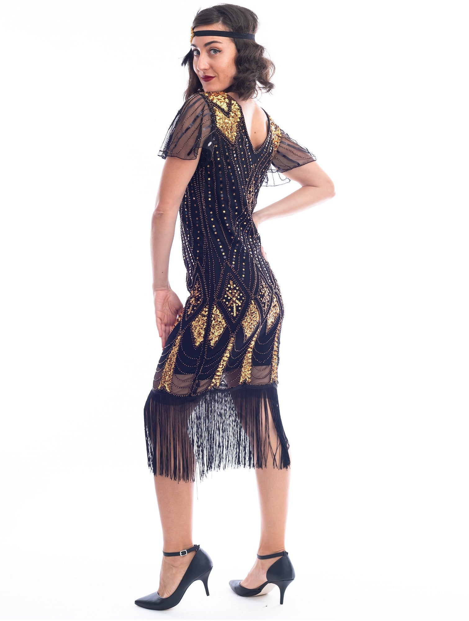 1920s Black Louise Plus Size Flapper Dress