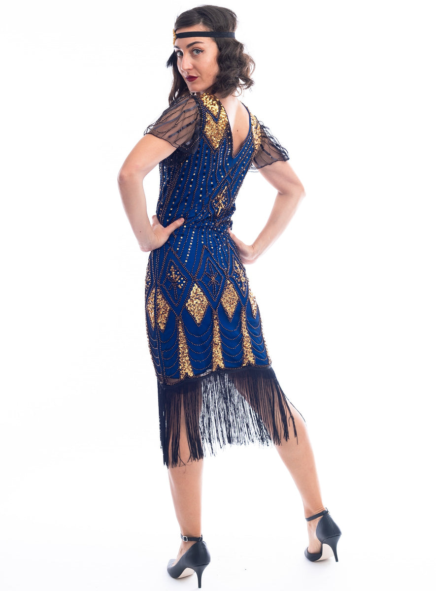 1920s Blue Louise Plus Size Flapper Dress