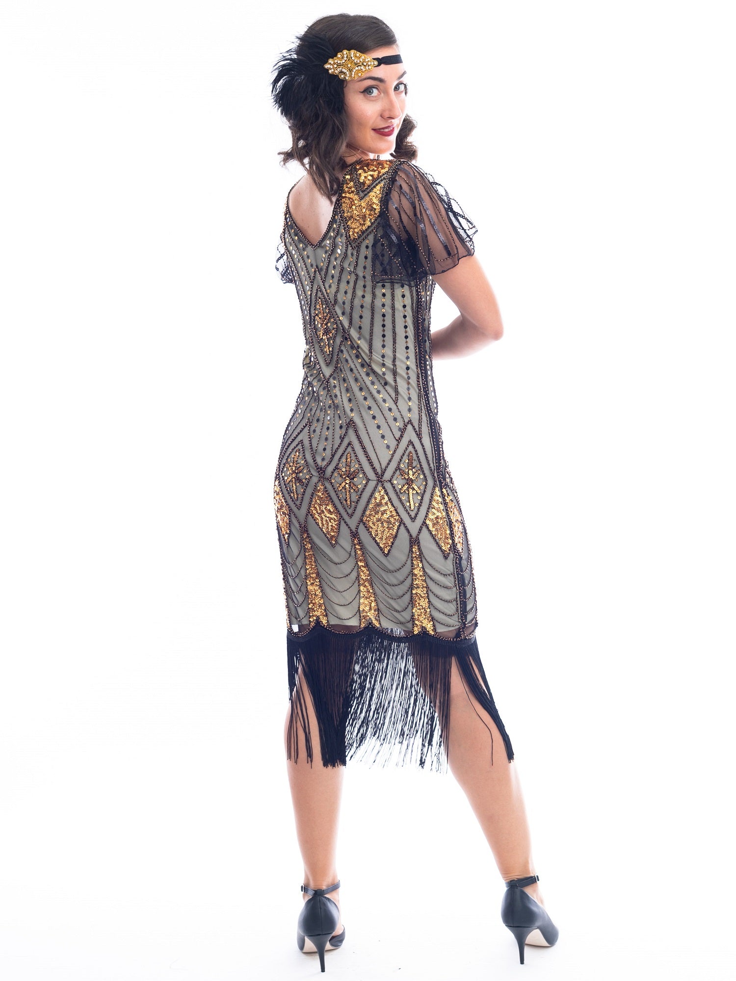 1920s Gold Beaded Louise Gatsby Dress