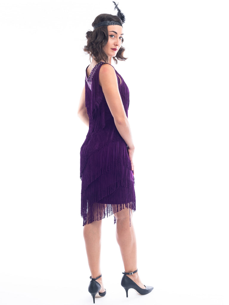 1920s Purple Fringe Rita Flapper Dress