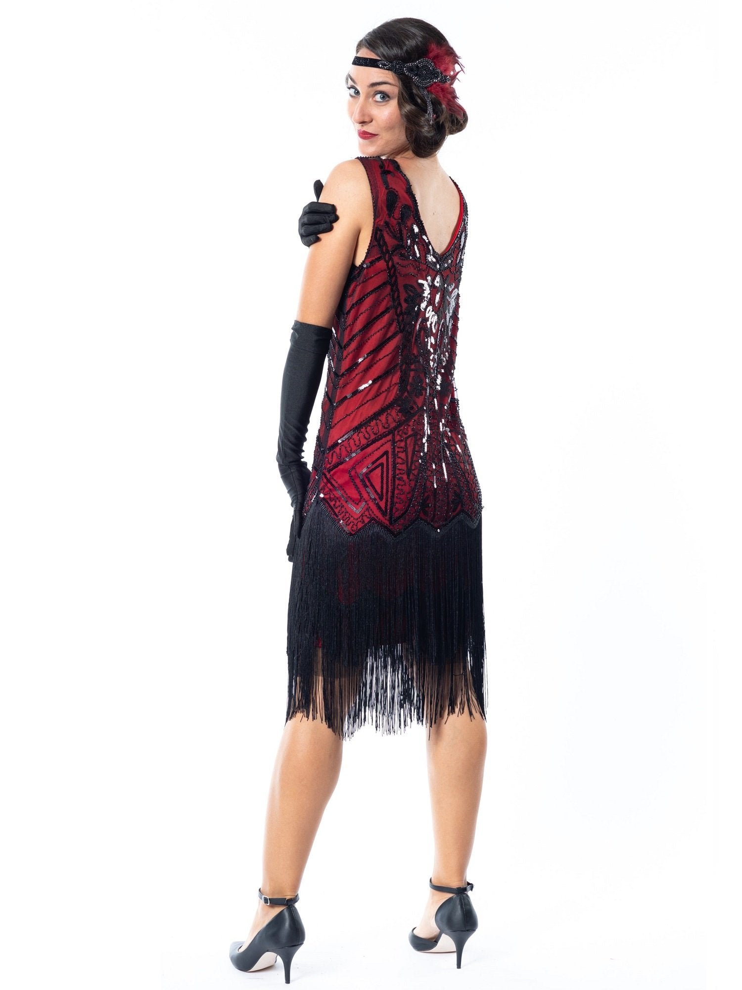 1920s Red Georgia Beaded Flapper Dress