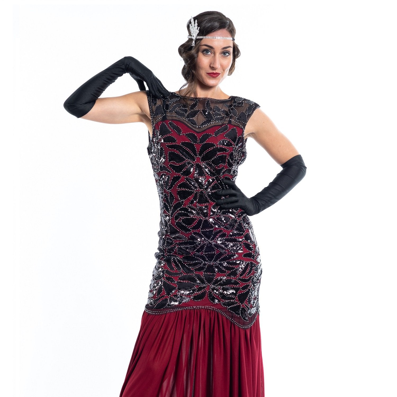 1920s Red Maryanne Long Flapper Dress