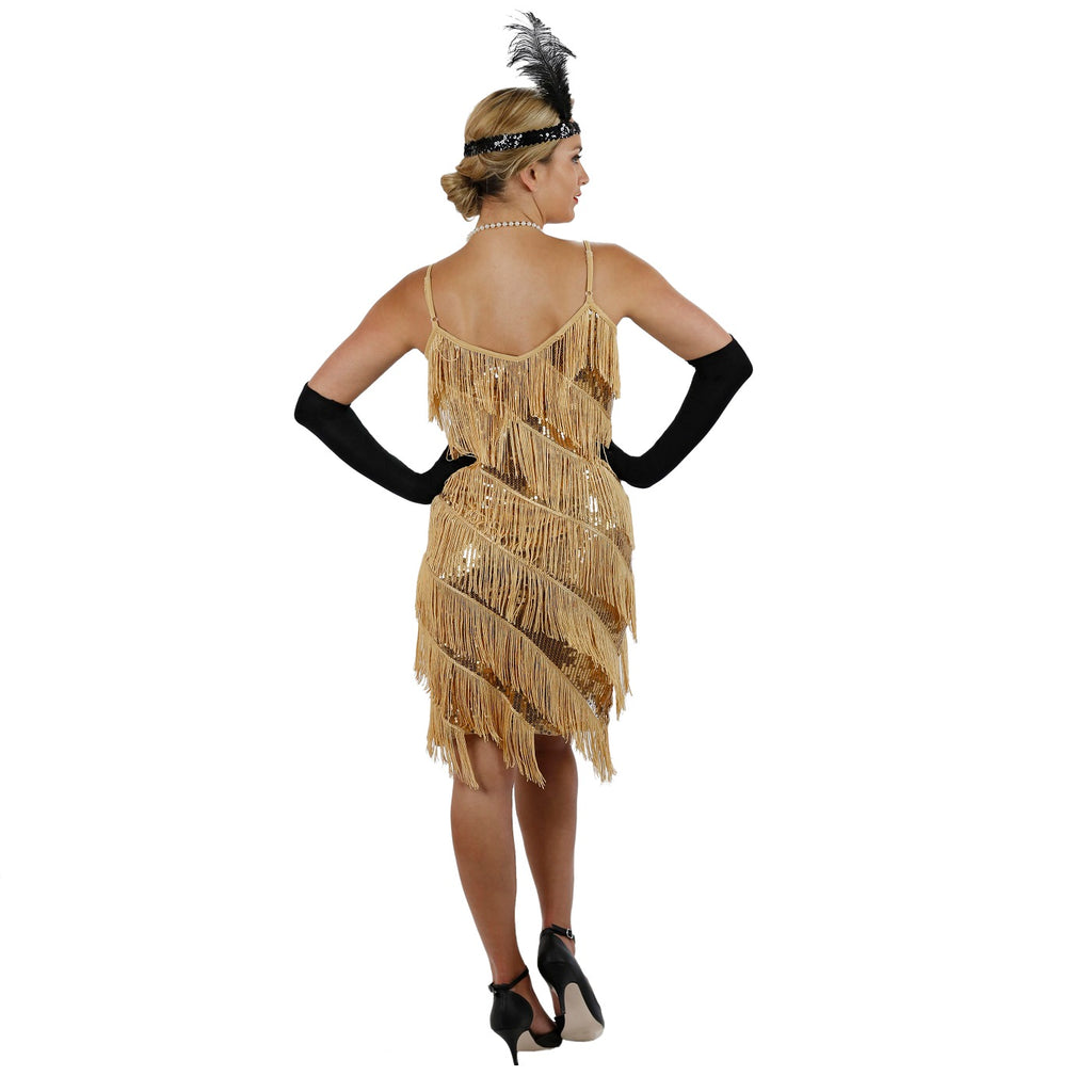 Plus Size Gold Fringe Flapper Dress Flapper Boutique 