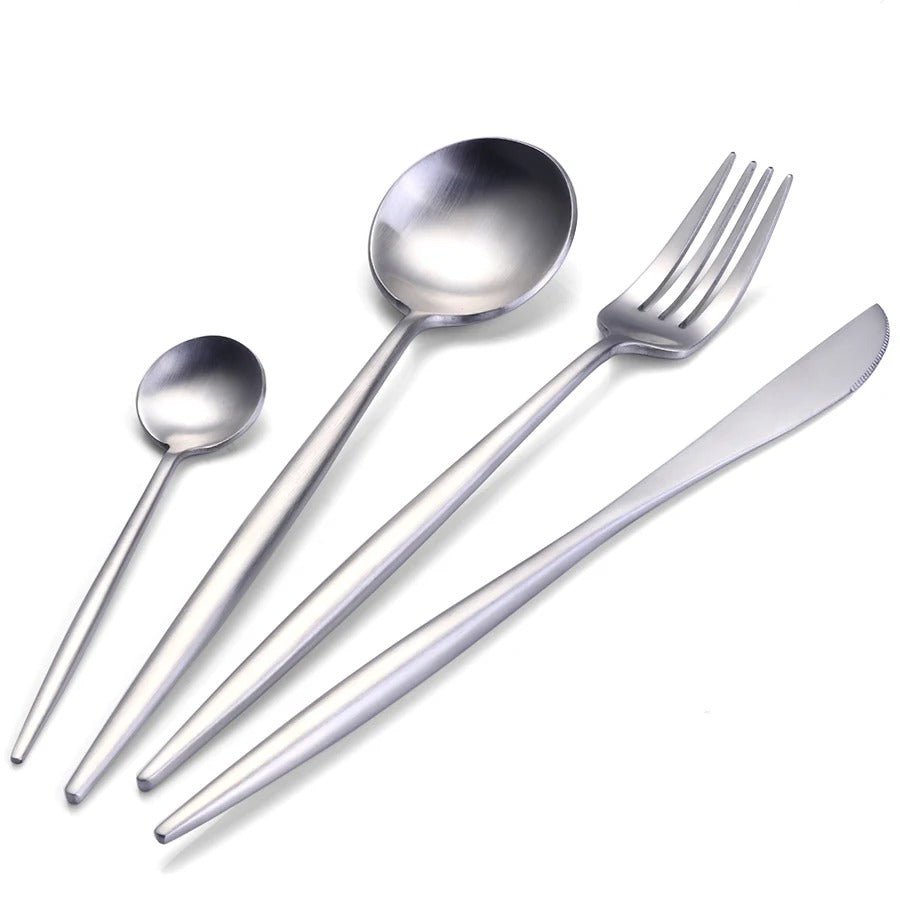 Arya Black Gold Cutlery Set