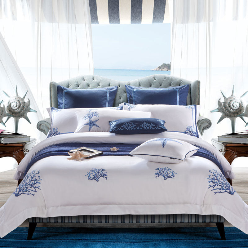 Amellora Egyptian Cotton Embroidered Tribute Silk Bedding Set, Venetto  Design