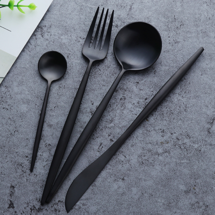 JetBlack™ - Premium Stainless Steel Black Silverware Set (8 / 16