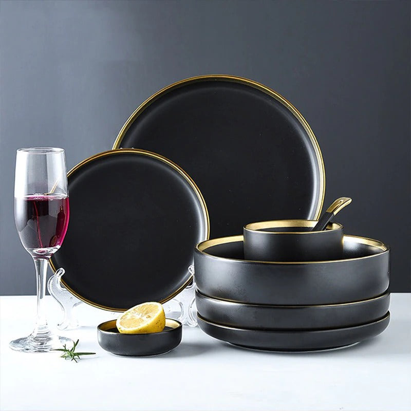 Nora Black White Luxury Dinnerware Set