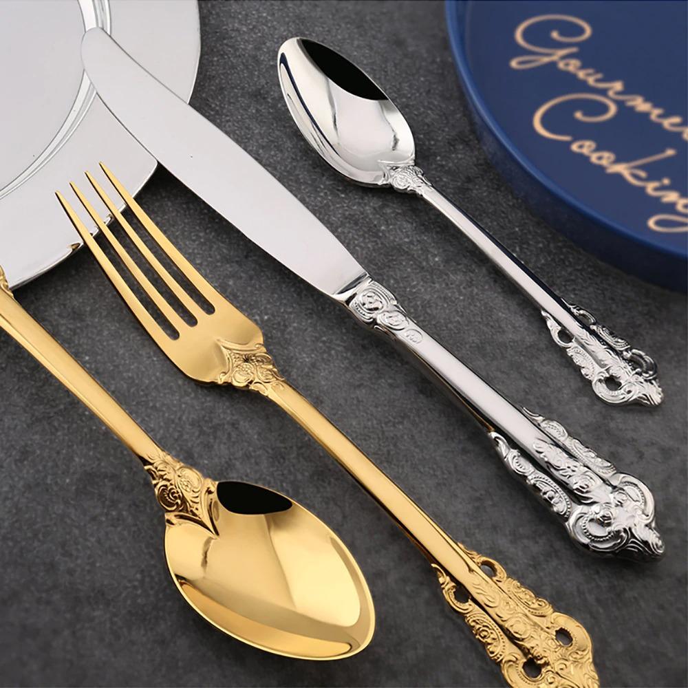 Arya White Gold Flatware – DECORATIQ