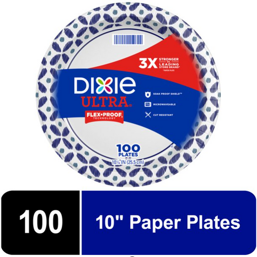 EcoSmart by Dixie Disposable Paper Plates, 100% Recycled Fiber, Brown, 10  in, 25 Count