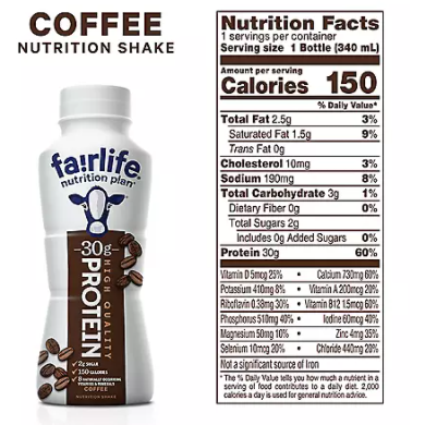 Fairlife Nutrition Plan 30g Protein Shake, Coffee (11.5 fl. oz., 12 pk.)
