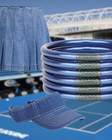 Complete the look with Marine Blue All-Weather Bangles for women.