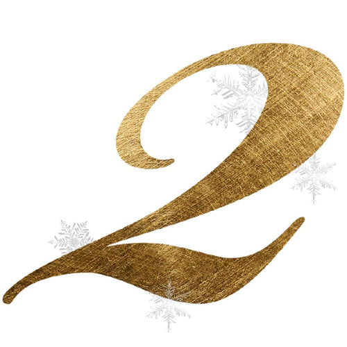 Number 2 in Gold Texture with Snowflakes Surrounding | BuDhaGirl