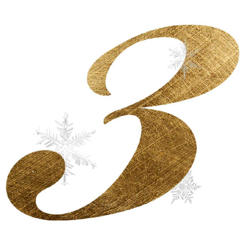 Number 3 in Gold Texture with Snowflakes Surrounding | BuDhaGirl