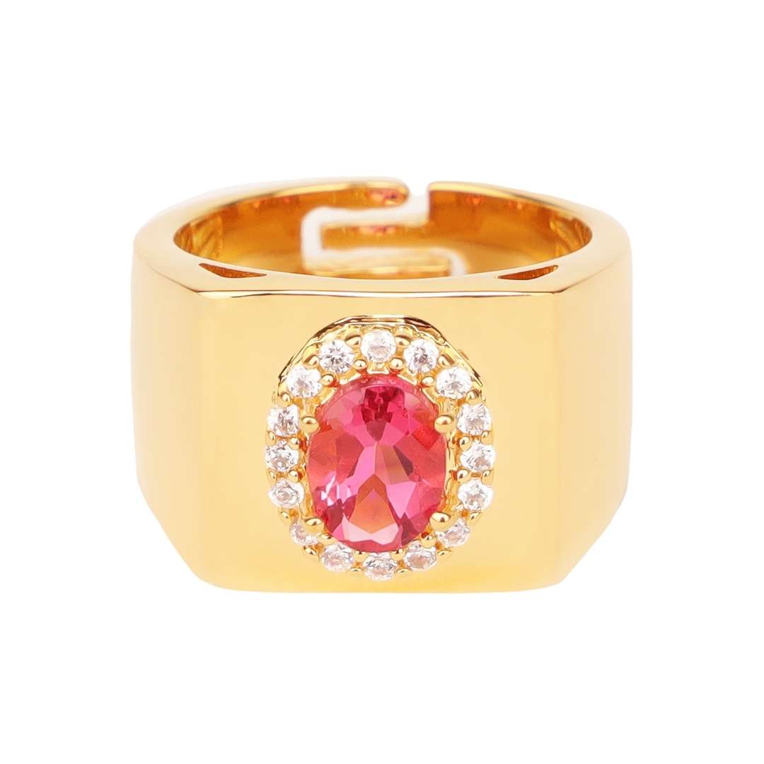 BDG Pink Morganite / White Gold plaqué en laiton anniversaire ajusté d'anniversaire / pierre de naissance | BuDhaGirl