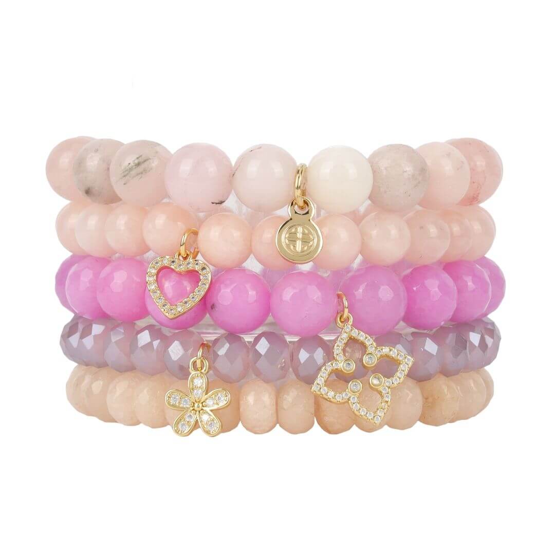 Ensemble de bracelet perlé en cristal de pivoine | Bracelets et bracelets | BuDhaGirl