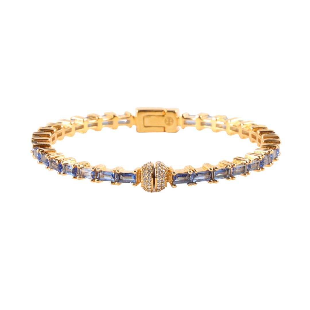 Blue Sapphire Baguette Crystals Aurora Bracelet | BuDhaGirl