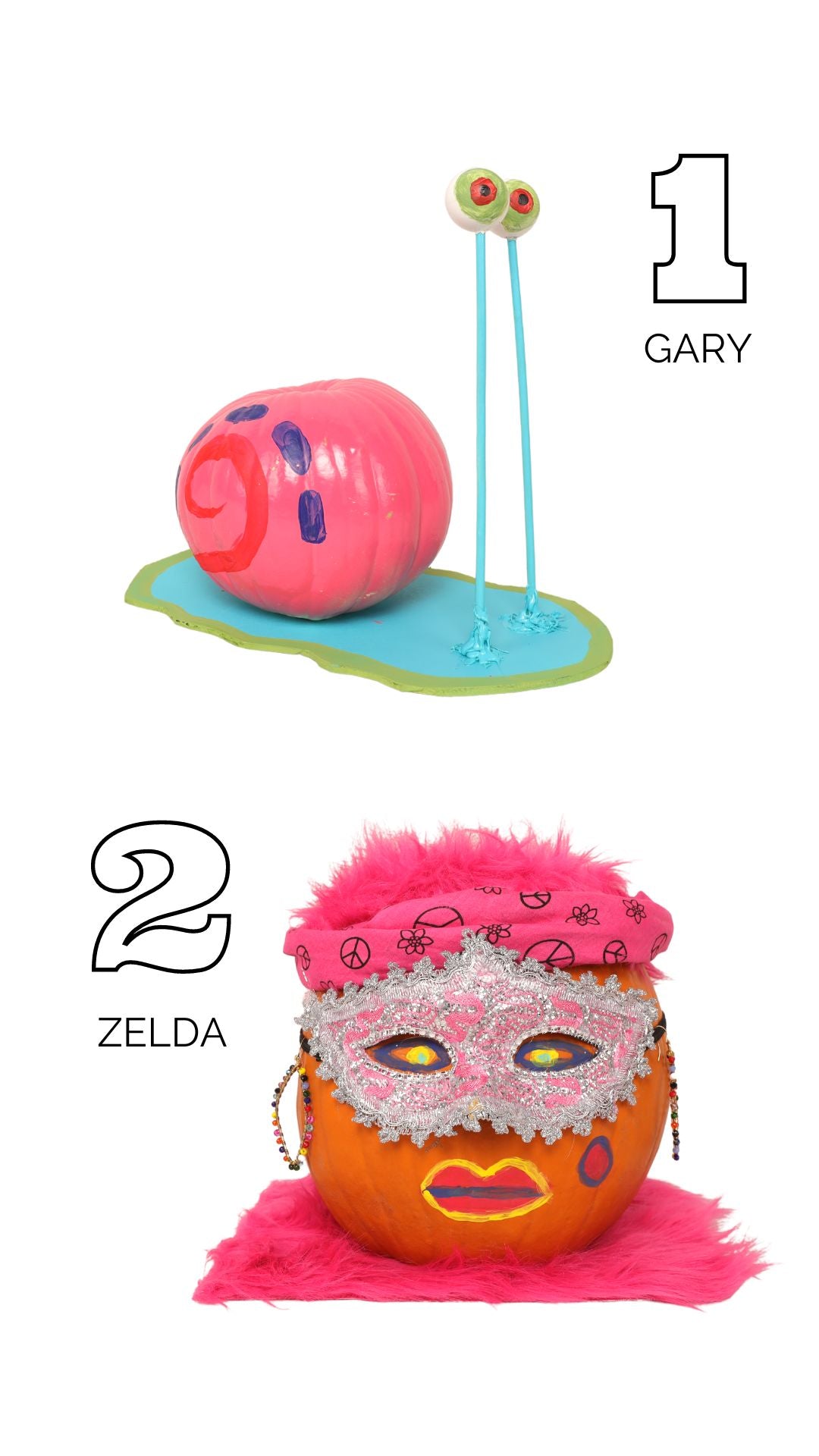 Gary the Snail Pumpkin and Zelda Pumpkin|BuDhaBrief by BuDhaGirl 