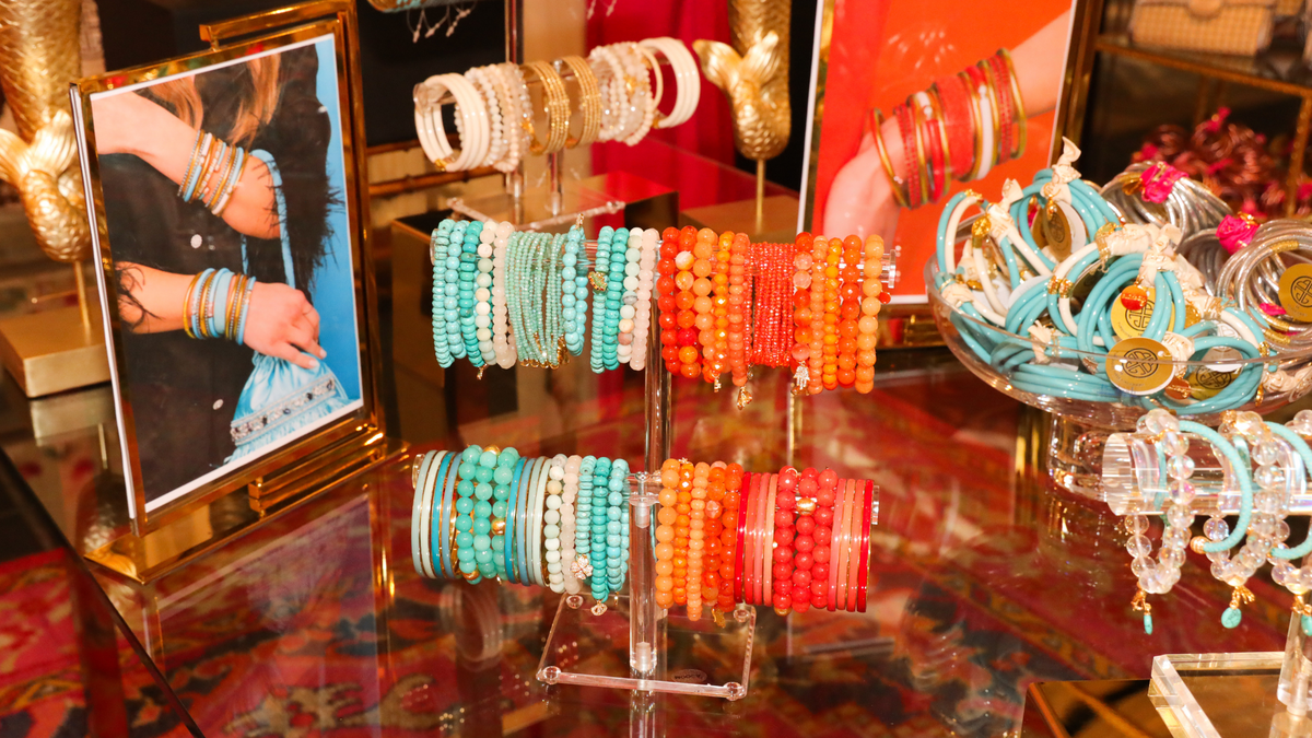 Turquoise and Coral crystal beaded bracelets display | BuDhaGirl