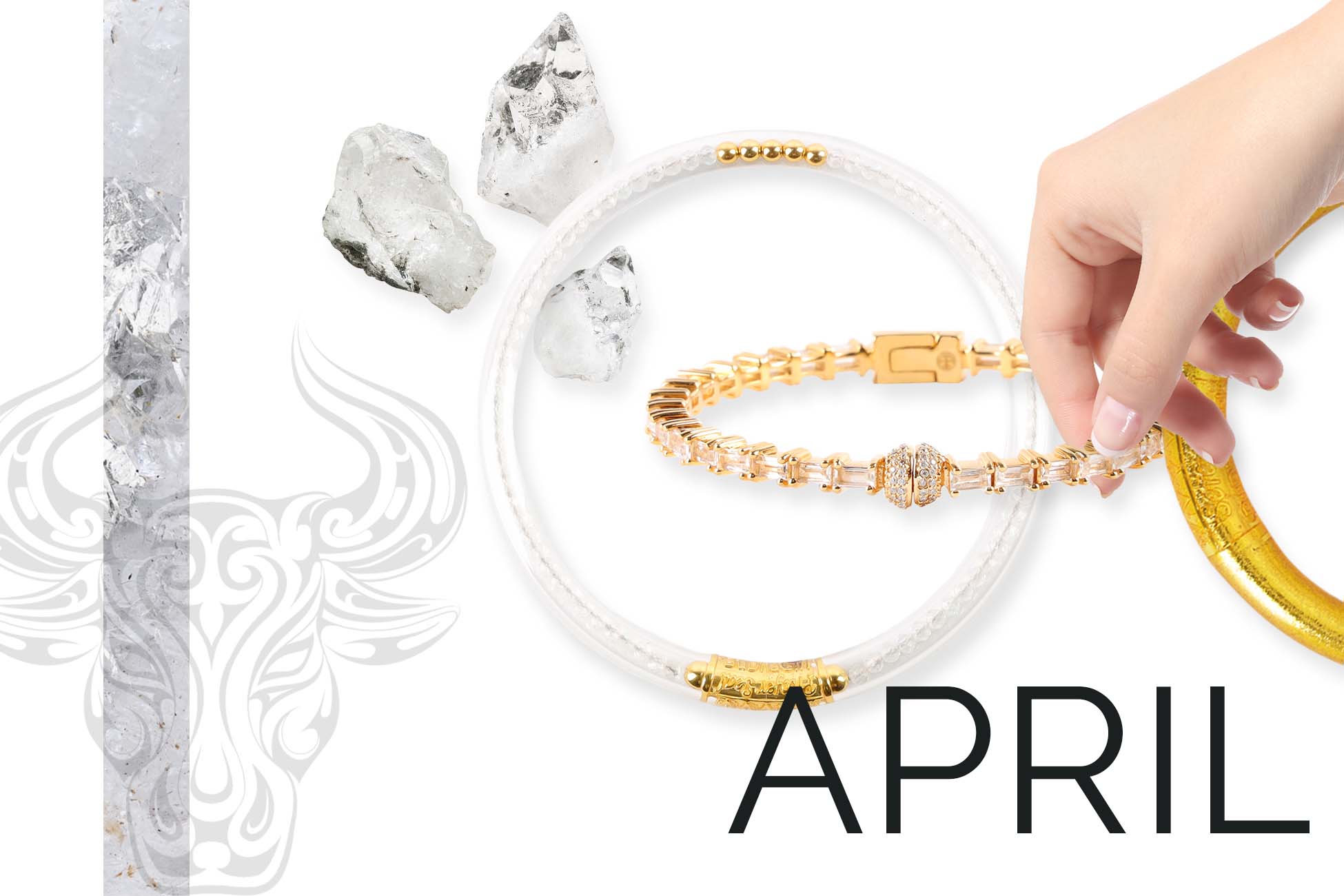 April Birthday Bangle Bracelet Stack For Taurus - Clear Quartz Gemstone Bangle | BuDhaGirl