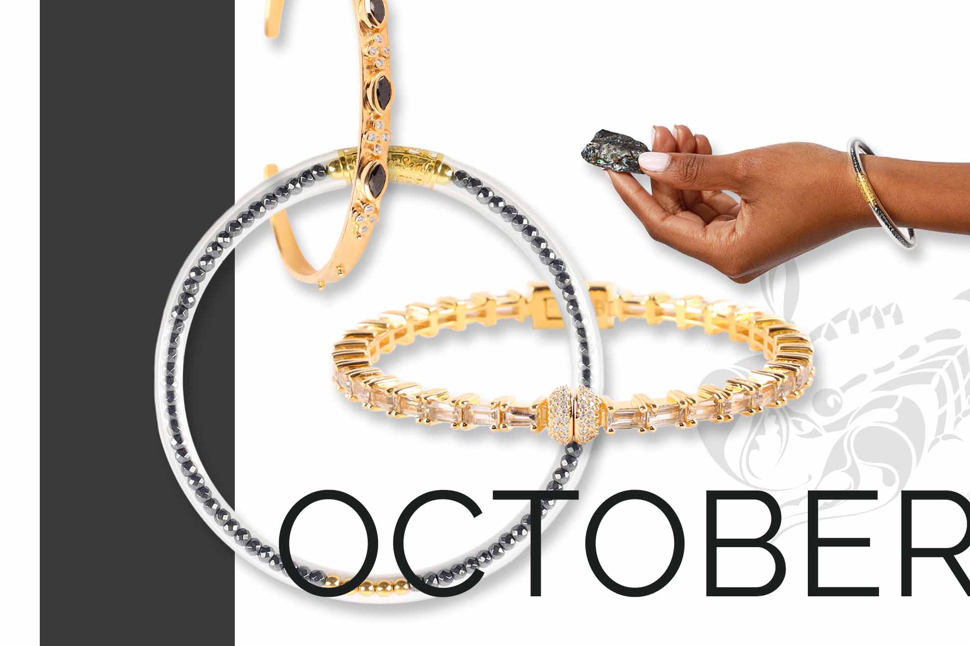 October Birthday Bangle Bracelet Stack For Scorpio - Hematite Gemstone Bangle | BuDhaGirl