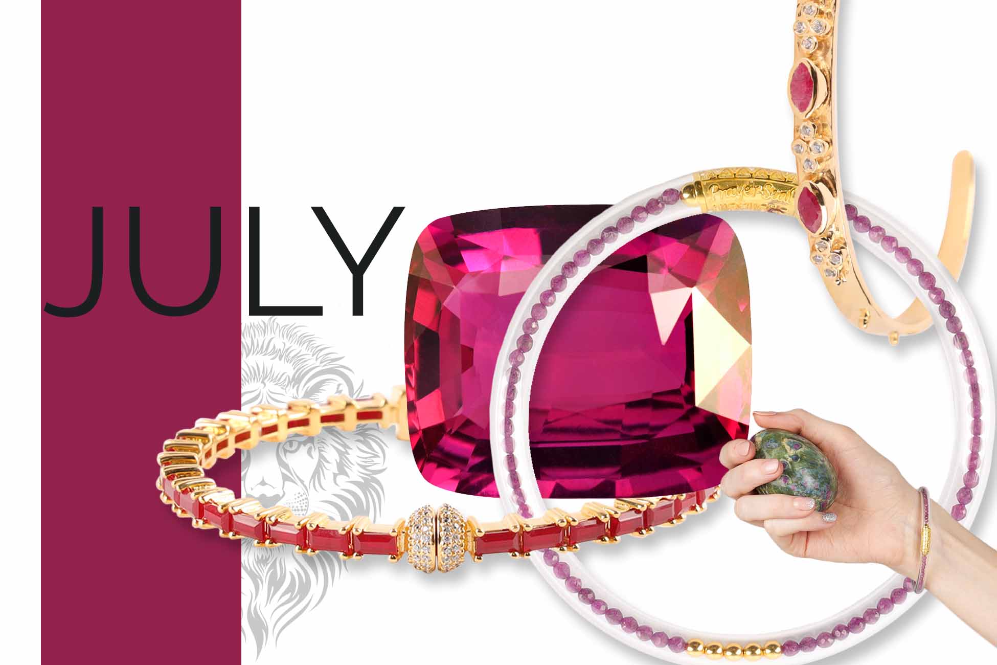 July Birthday Bangle Bracelet Stack For Leo - Ruby Gemstone Bangle | BuDhaGirl